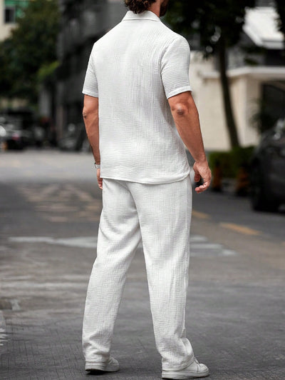 Polo Casual de Manga Corta con Botones para Hombre - Diseño Versátil Solid Color - Image 12