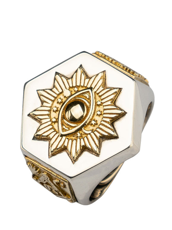 Anillo de Plata Tailandesa Ojo del Diablo Retro para Hombre