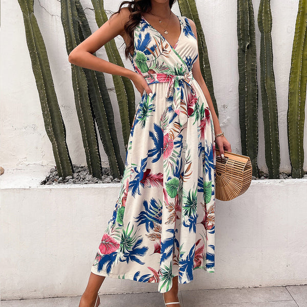 Vestido Camisola Resort con Encaje y Cordones Estampado - Image 4