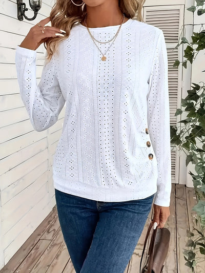 Suéter Casual de Cuello Redondo y Manga Larga para Mujer - Image 9