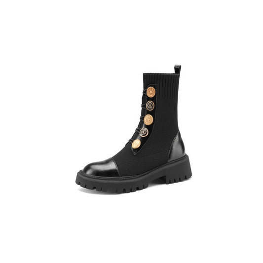 Botas Martin Mujer Suela Gruesa Caña Delgada Marrón