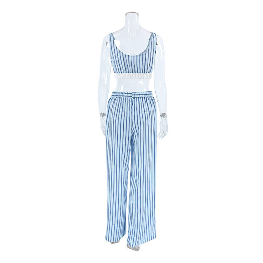Conjunto de 3 Piezas Y2K Mujer: Top Rayado, Camisa Manga Larga y Pantalón Elástico - Image 16