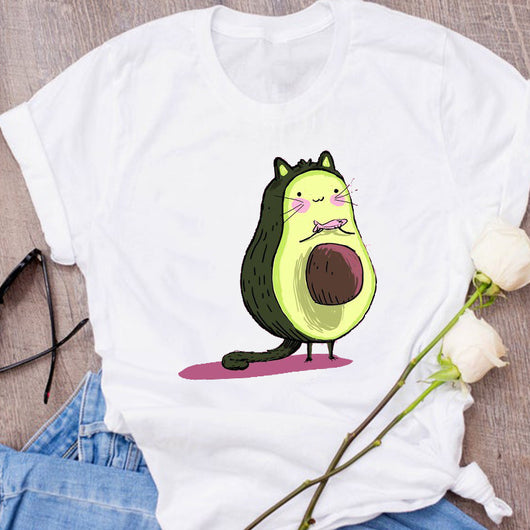 Camiseta Unisex Estampado Aguacate - Diseño Creativo Verano Holgada - Image 2