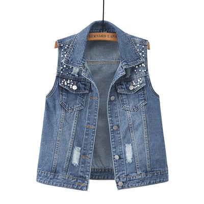 Chaleco Denim con Cuentas para Mujer - Diseño Suelto y Moderno - Image 6