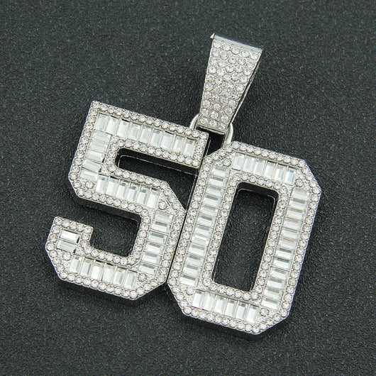Collar Colgante Número 50 con Diamantes Completos para Hombre - Image 5