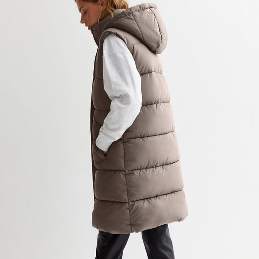 Chaleco Abrigo Mujer Capucha Solapa Única Colores Lisos - Image 21