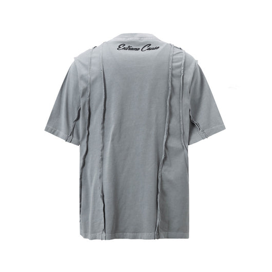 Camiseta Retro Americana de Patchwork Manga Corta para Hombre - Image 8