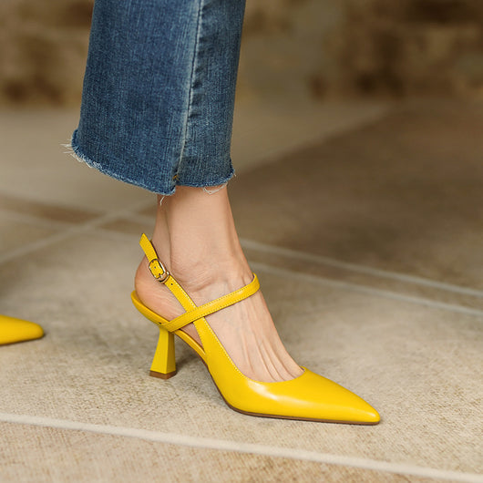 Sandalias Stiletto Punta Aguda con Hebilla de Cuero para Mujer - Image 5