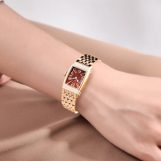 Reloj de Cuarzo para Mujer con Diamantes y Bisel Cuadrado