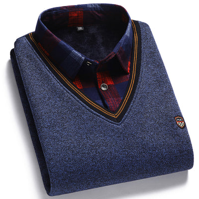 Suéter para Hombre con Cuello Falso de Dos Piezas - Image 9