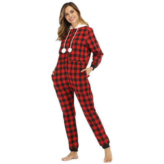 Jumpsuit de Algodón a Cuadros con Capucha para Mujer - Image 23