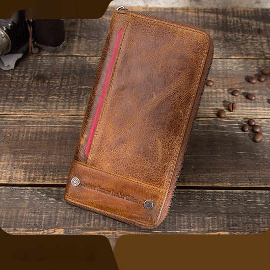 Cartera de Cuero Genuino con Protección Anti-fraude para Hombre