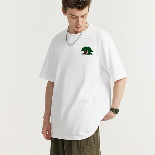 Camiseta Manga Corta Bordado Pino Hombre - Estilo Casual Minimalista