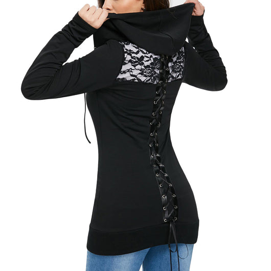 Abrigo Deportivo para Mujer con Capucha y Detalles de Encaje - Image 12