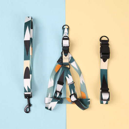 Pink, black, and white patterned polyester dog leash with a silver metal swivel snap hook, coiled on a white background. - Image 17