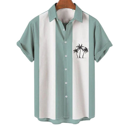 Camisa Casual Slim Estampado 3D Playa Manga Corta para Hombre - Image 22