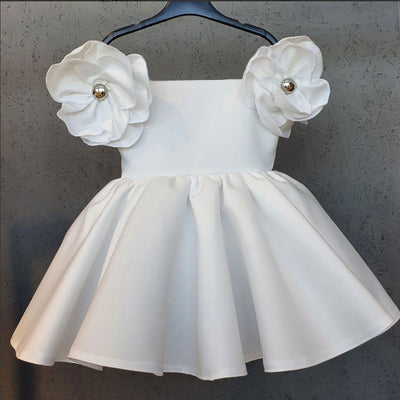 Vestido Infantil de Tul Jacquard con Pompones para Presentaciones - Image 32