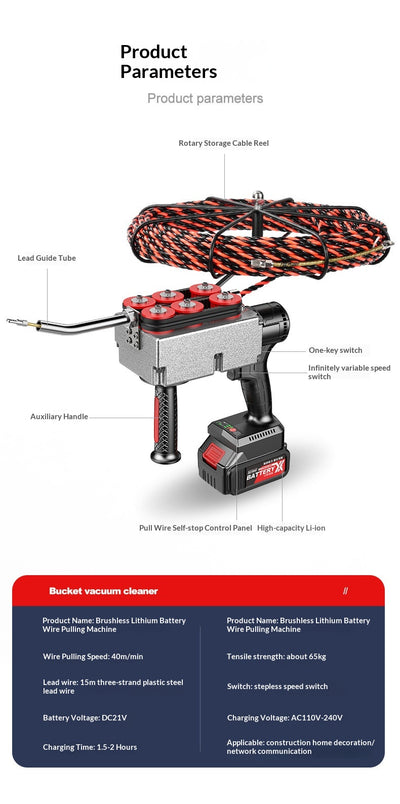 Máquina Enhebrador de Cable Automática Brushless con Batería de Litio para Electricistas - Image 21