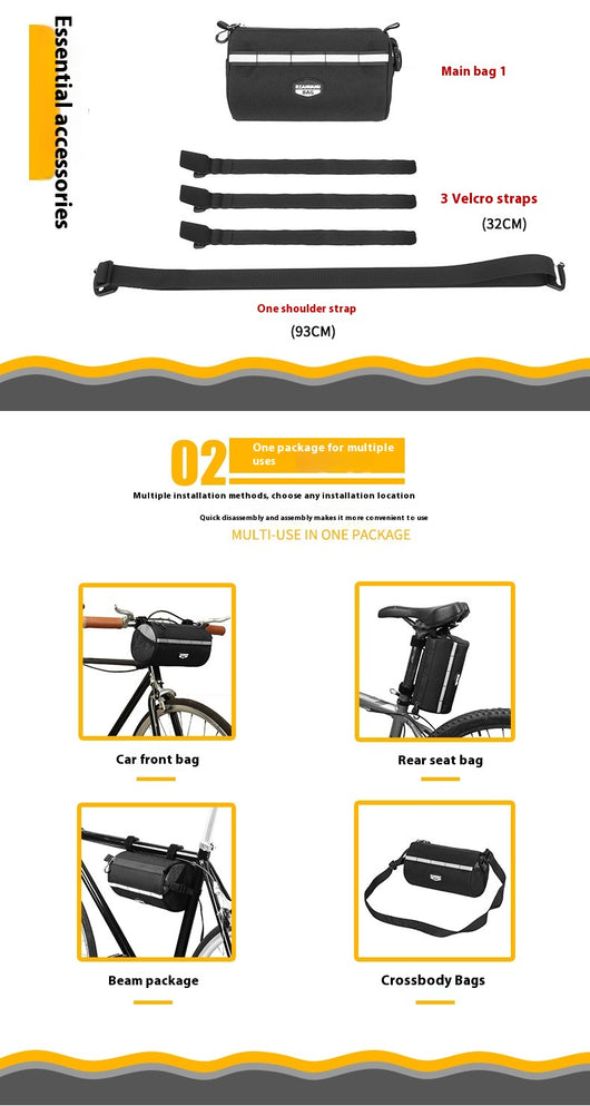 Bolsa Frontal de Gran Capacidad para Bicicleta de Montaña con Soporte Plegable - Image 20