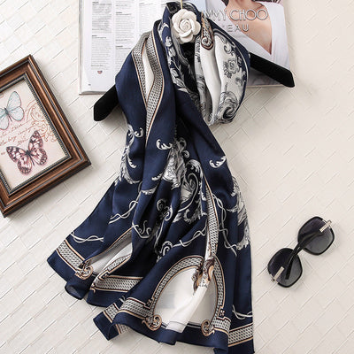 Pañuelo de Seda Estampado Satinado - Protección Solar y Elegancia - Image 8