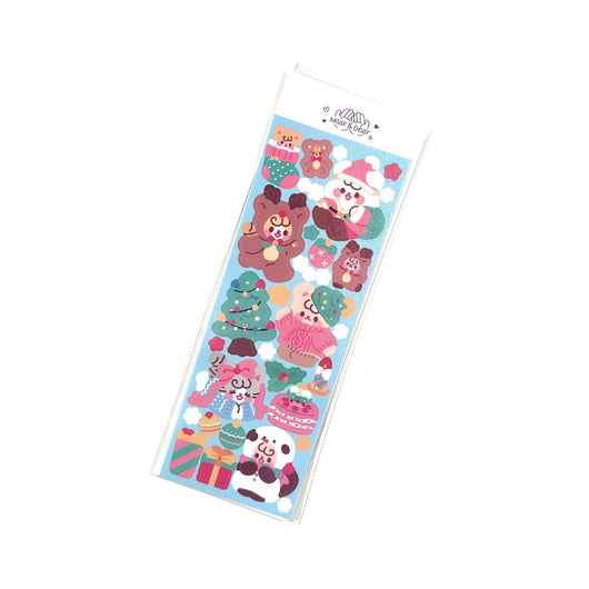 Korean style cartoon animal angel stickers with clouds and architectural elements on a blue sheet. - Image 21