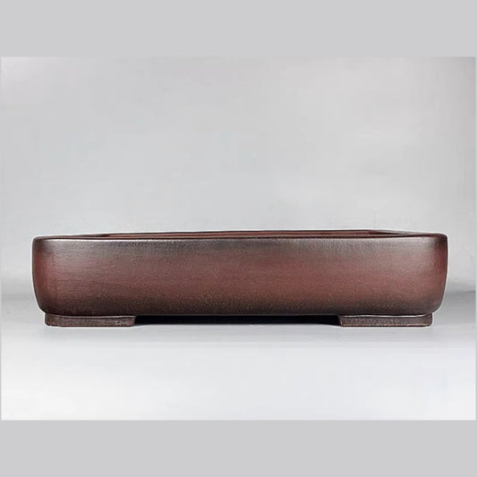 Maceta Artesanal Rectangular de Barro Púrpura Antiguo