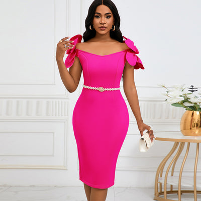 Vestido Elegante con Flores Tridimensionales para Mujer - Image 4