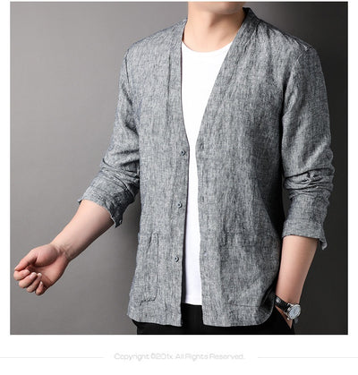 Camisa Casual Manga Larga Escote V para Hombre - Image 15