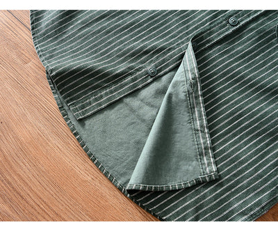 Camisa Retro a Rayas con Bolsillos y Mangas Largas - Image 16