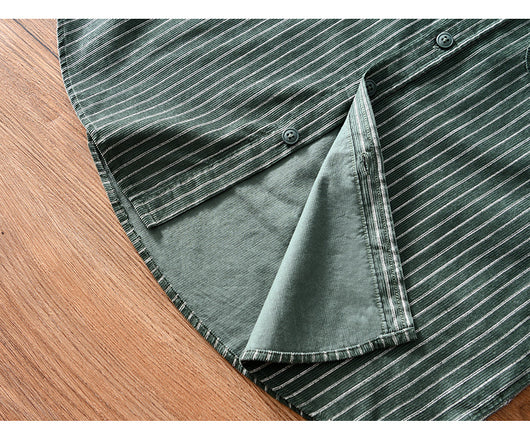 Camisa Retro a Rayas con Bolsillos y Mangas Largas - Image 16