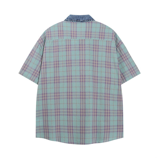 Camisa Cuadros Suelta Manga Corta para Hombre - Image 13