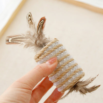 Juguete Interactivo para Gatos con Plumas, Cuerda de Cáñamo y Rodillo Sonoro - Image 6