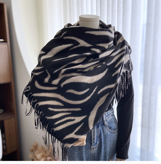 Pashmina Estampada con Rayas y Borlas - Lujo y Calidez - Image 59