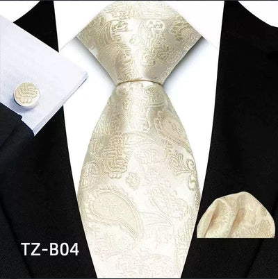Set de 3 Piezas: Corbata Paisley, Pañuelo de Bolsillo y Gemelos - Image 29