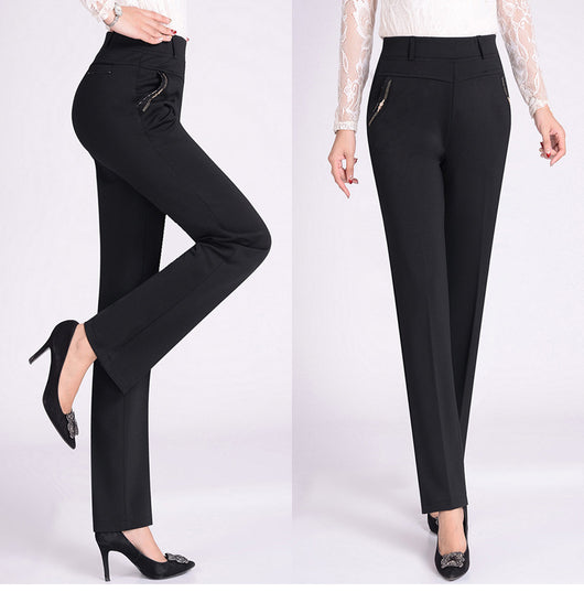 Pantalones Rectos Elásticos de Cintura Alta para Tallas Grandes - Image 15