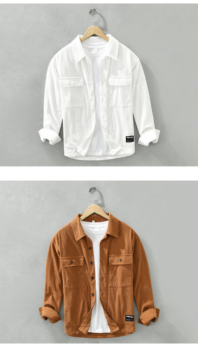 Camisa de Trabajo Estilo Japonés Textura Waffle Manga Larga - Image 9