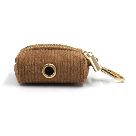 Brown corduroy pet harness with gold-colored metal quick-release buckle and D-rings, shown on a white background. - Image 15