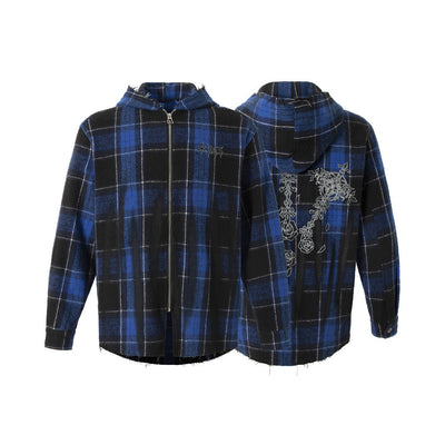 Camisa a Cuadros con Capucha Efecto Desgastado para Hombre - Image 6