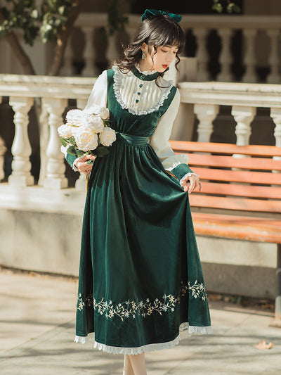 Vestido Terciopelo Diseño Francés con Efecto Dos Piezas Bordado - Image 3