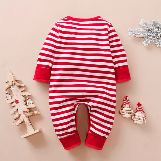 Mameluco Navideño Infantil con Rayas y Bordado de Papá Noel - Image 11