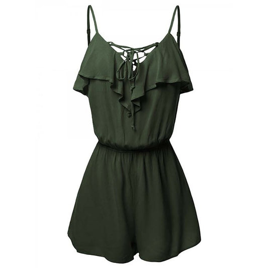 Blusa Casual sin Mangas Talla Grande con Frente Superpuesto y Volante - Image 2