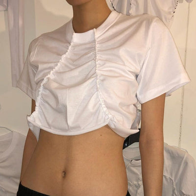 Blusa de Verano con Diseño de Pliegues y Costuras Europeas - Image 9