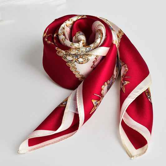 Pañuelo de Seda Cuadrado para Mujer con Diseño Estampado Exquisito