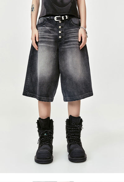 Pantalones Cortos Estilo Retro Americano Lavado Blanco con Detalles Desgastados - Image 10