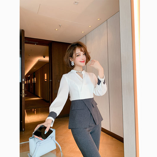 Conjunto Ejecutivo Mujer: Blusa Plisada y Pantalón Recto - Image 9