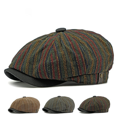 Boina Vintage a Rayas Unisex - Estilo Clásico para Hombre y Mujer