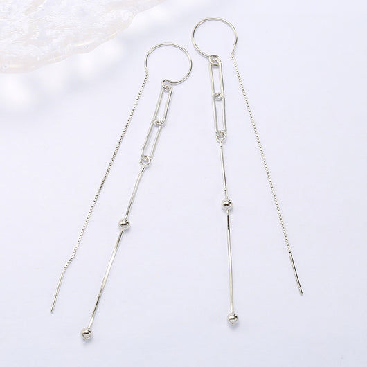 Aretes de Plata Esterlina S925 con Cadena Original - Image 4