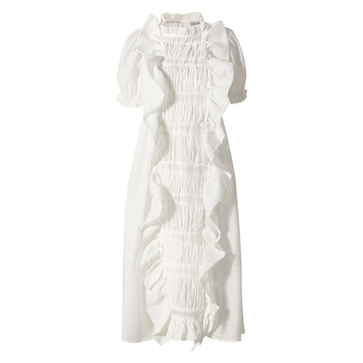 Vestido Vintage Francés Blanco Puro de Poliéster - Image 13