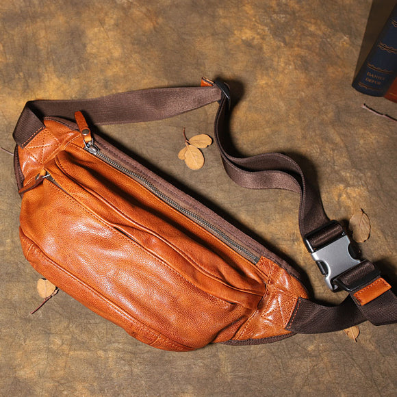 Bolsa de Cuero Retro de Una Bandolera para Hombre