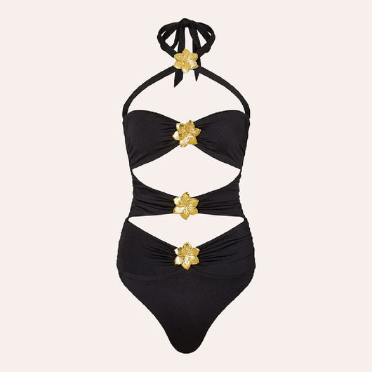 Traje de Baño Enterizo Elegante con Falda y Escote Hueco - Image 47